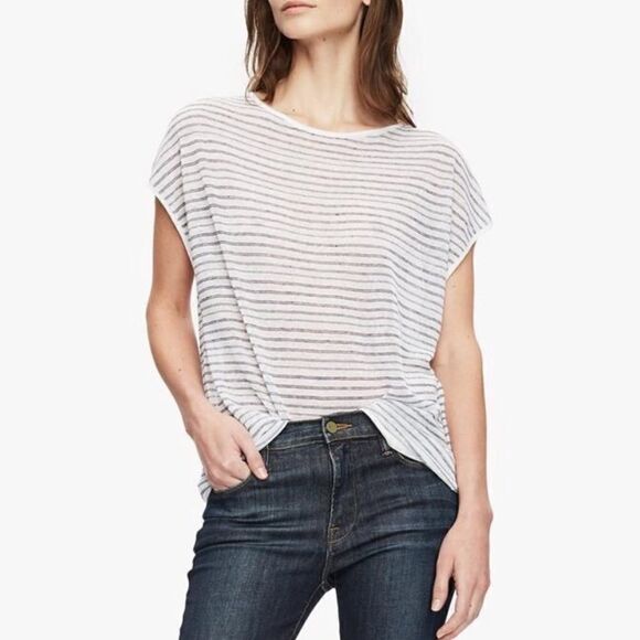 NWT Theory Low Back Striped Pullover Knit Top - Picture 1 of 9